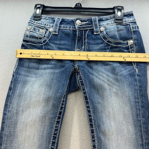 Miss Me Jeans Women's 25 (0) Dark Blue Signature Cuffed Capri Zipper Moto - Picture 5 of 14